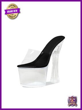 Clear Platform Heels Sky High 6.7 Inch Chunky Slide Sandals